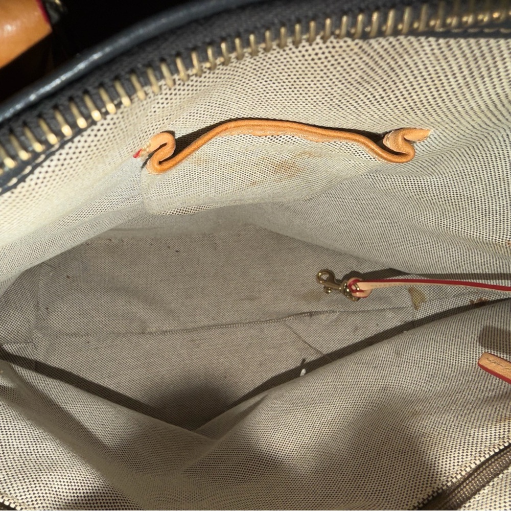Dooney & Bourke Black Leather Satchel with Tan Trim and Handles - Picture 8 of 8